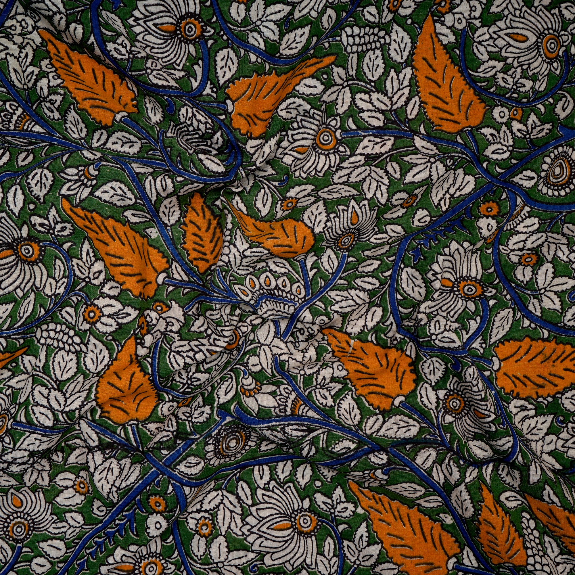 Multi Floral Pattern Screen Printed kalamkari Cotton Fabric