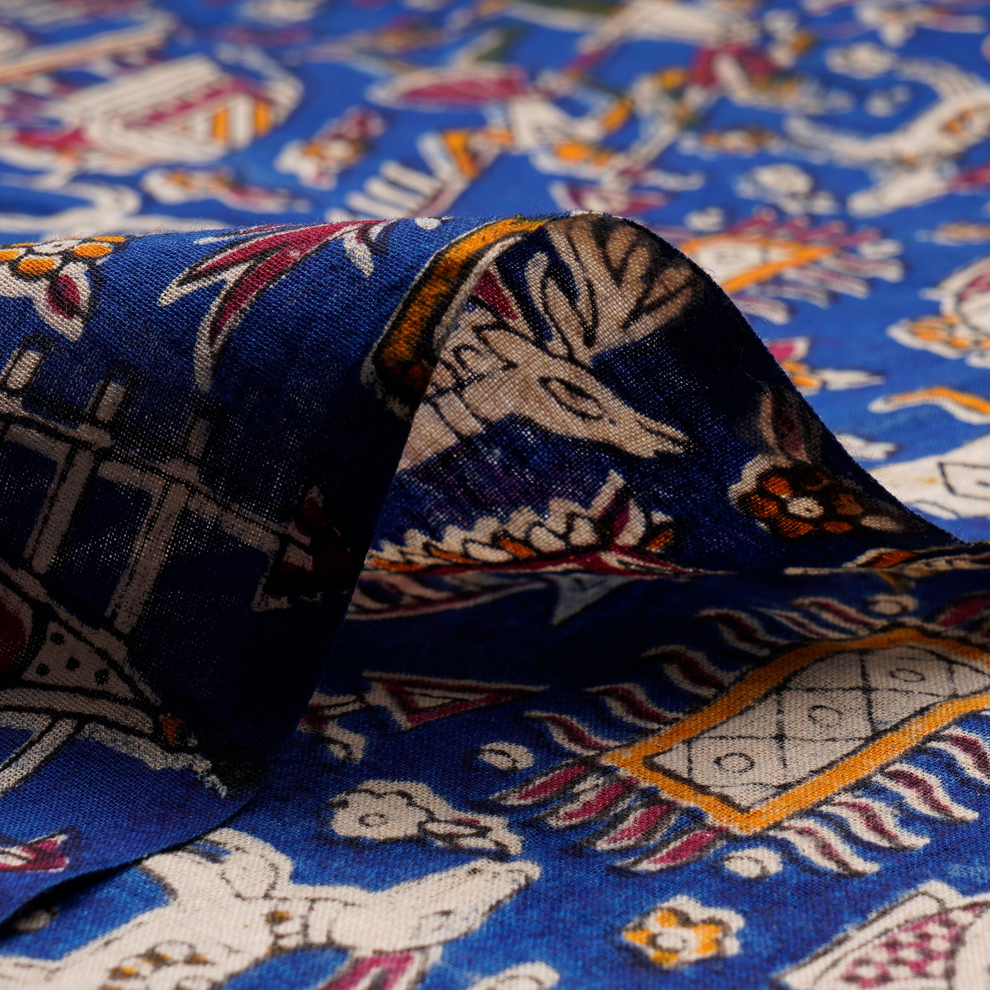 Multi Color Traditional Pattern Screen Printed kalamkari Cotton Fabric