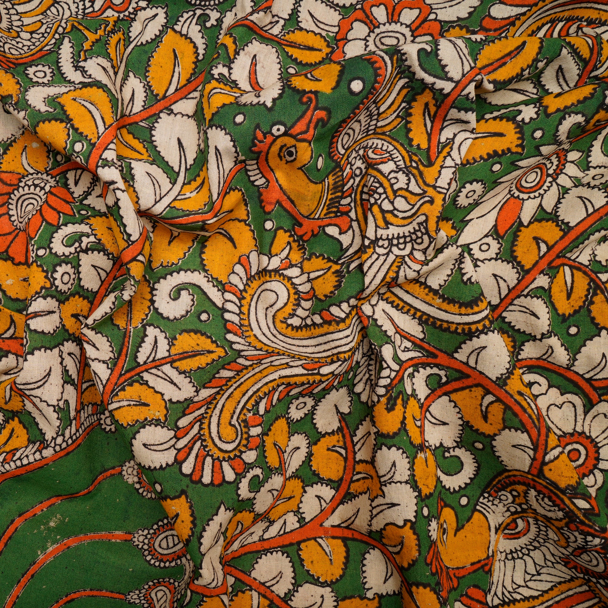 Multi Color Floral Pattern Screen Printed kalamkari Cotton Fabric