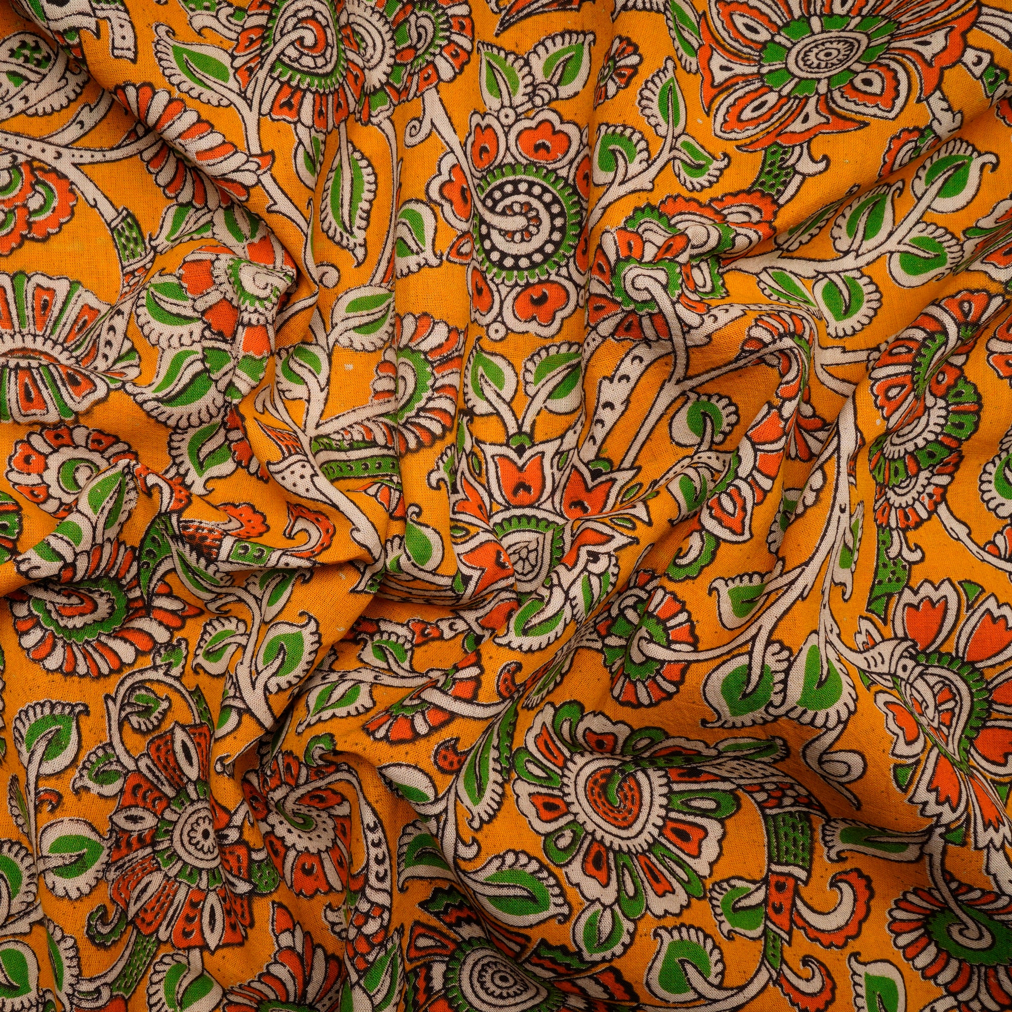 Multi Color Floral Pattern Screen Printed kalamkari Cotton Fabric