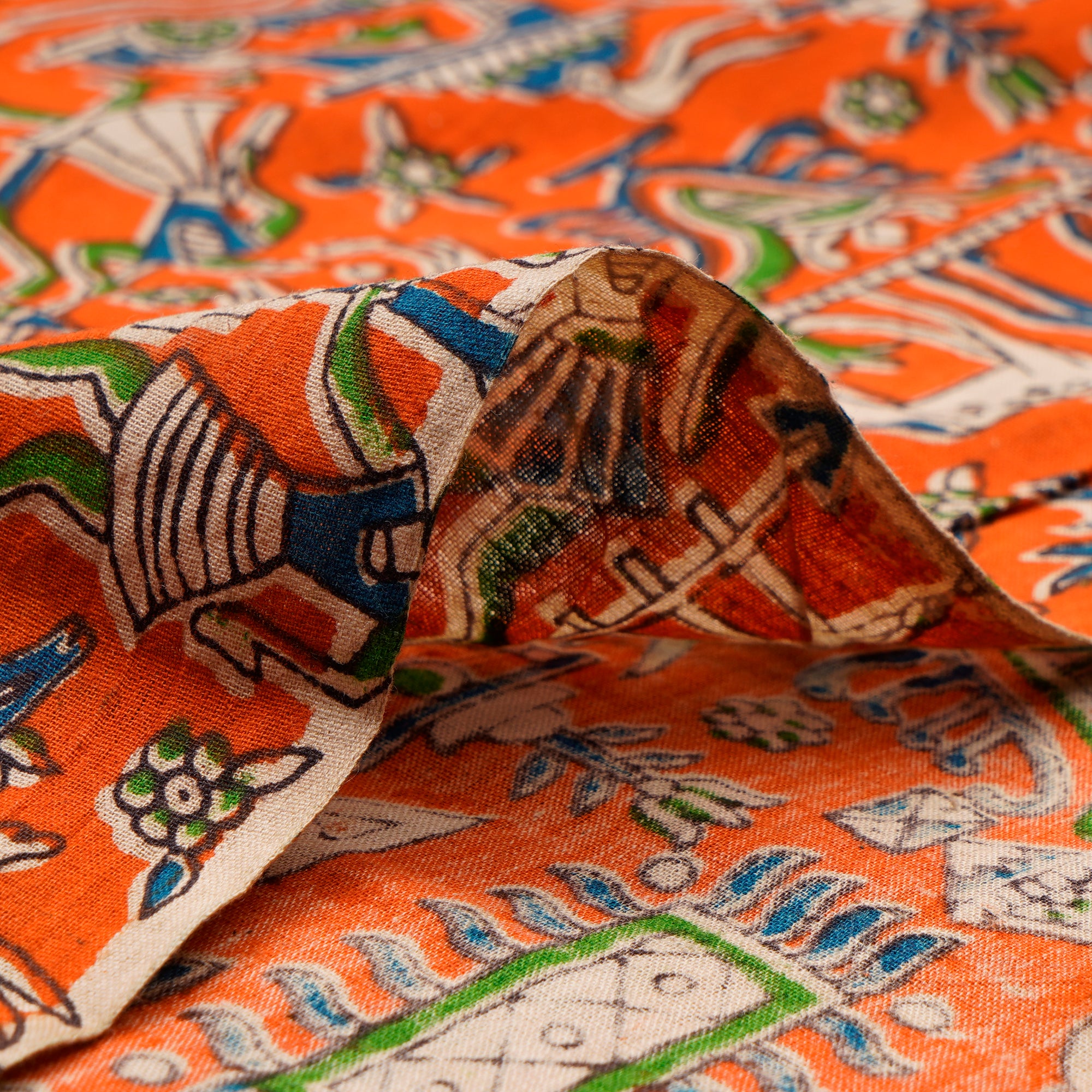 Multi Color Traditional Pattern Screen Printed kalamkari Cotton Fabric