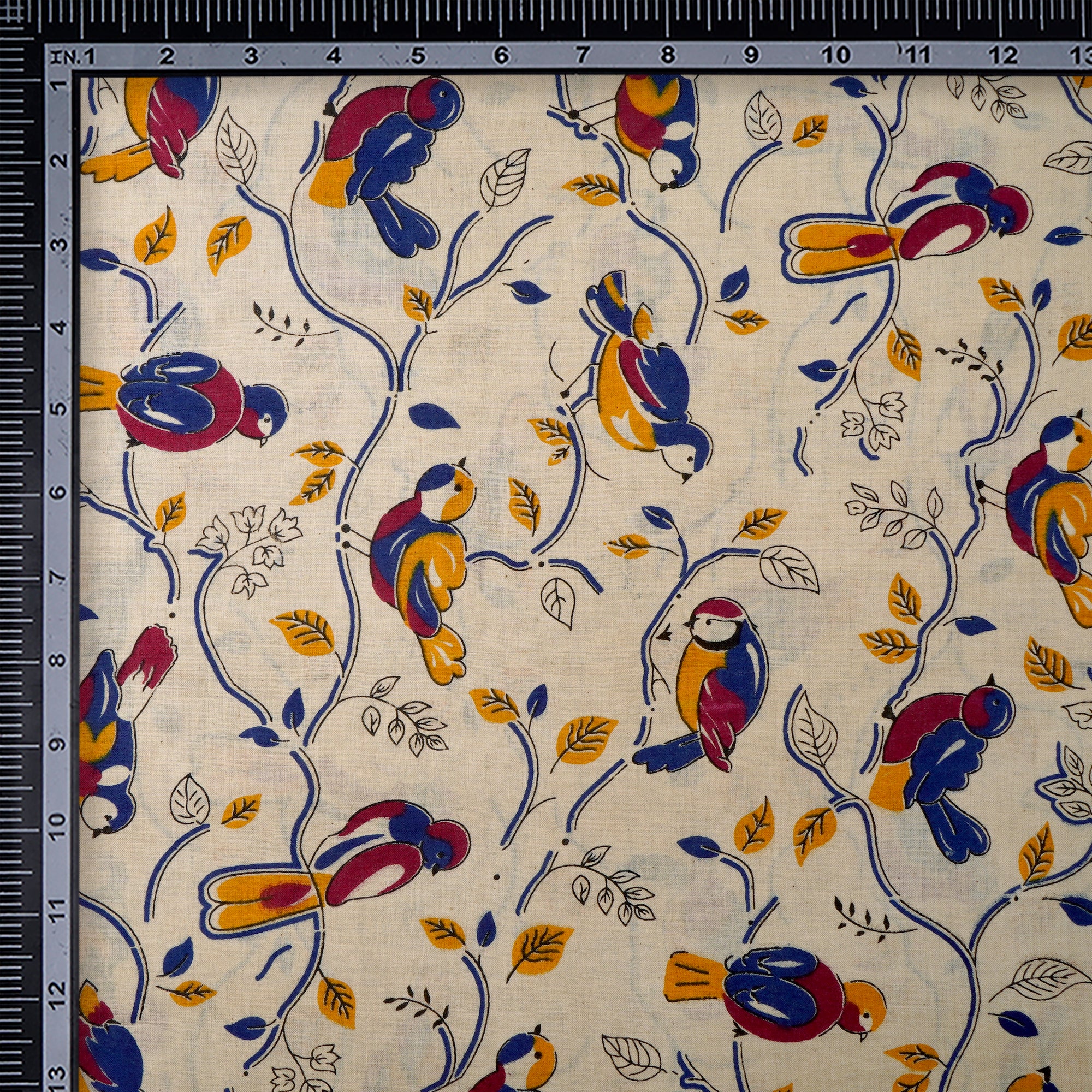 Multi Animal Pattern Screen Printed kalamkari Cotton Fabric