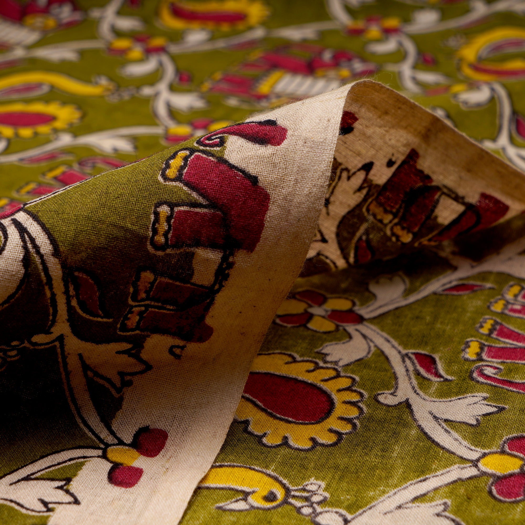 Multi Traditional Pattern Screen Printed kalamkari Cotton Fabric