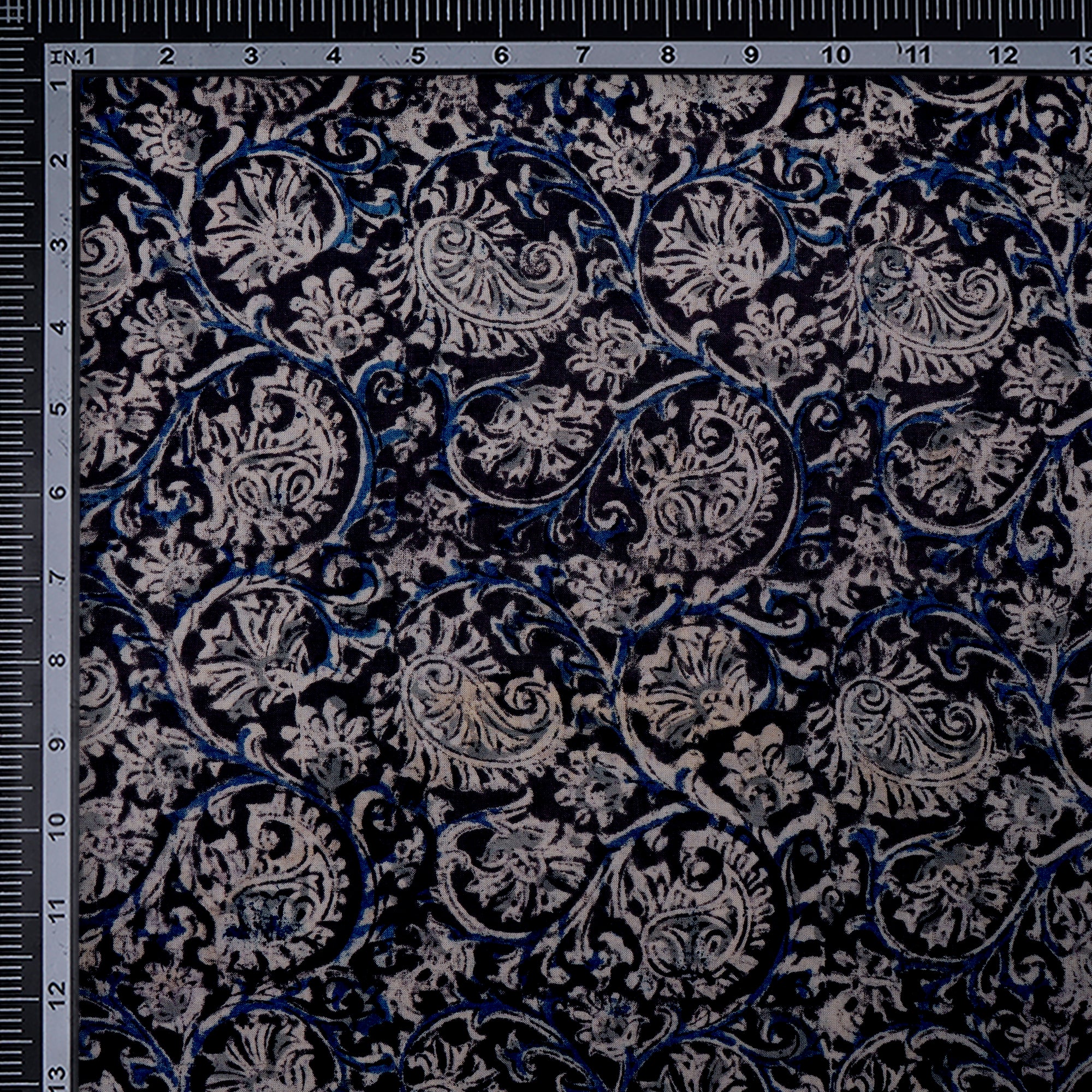 Multi Paisley Pattern Hand Block Kalamkari Printed Cotton Fabric