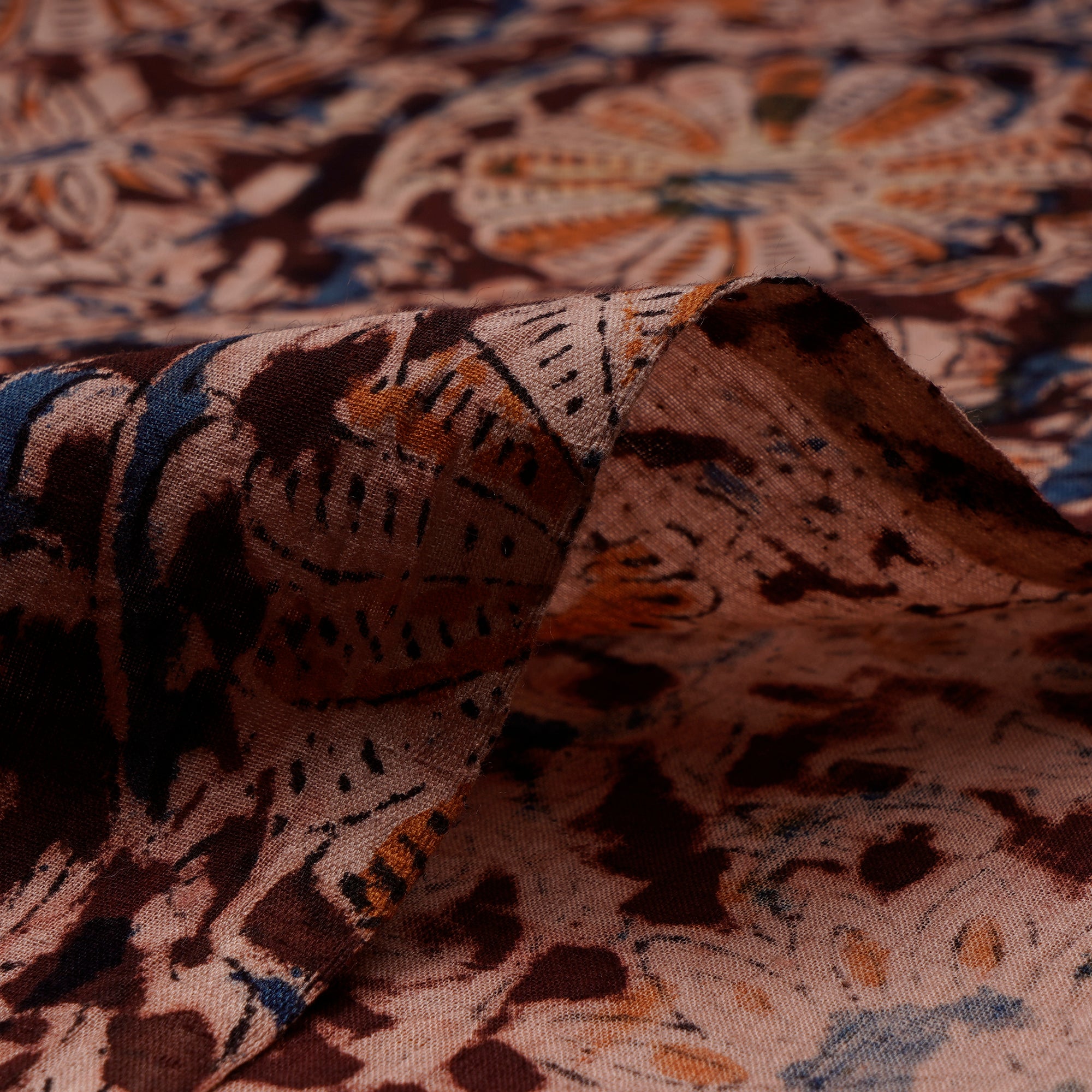 Buy Multi Floral Pattern Hand Block Kalamkari Printed Cotton Fabric ...