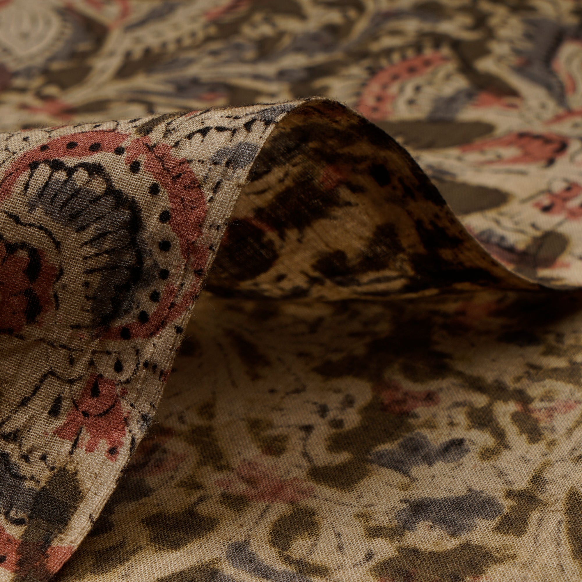 Buy Multi Floral Pattern Hand Block Kalamkari Printed Cotton Fabric ...