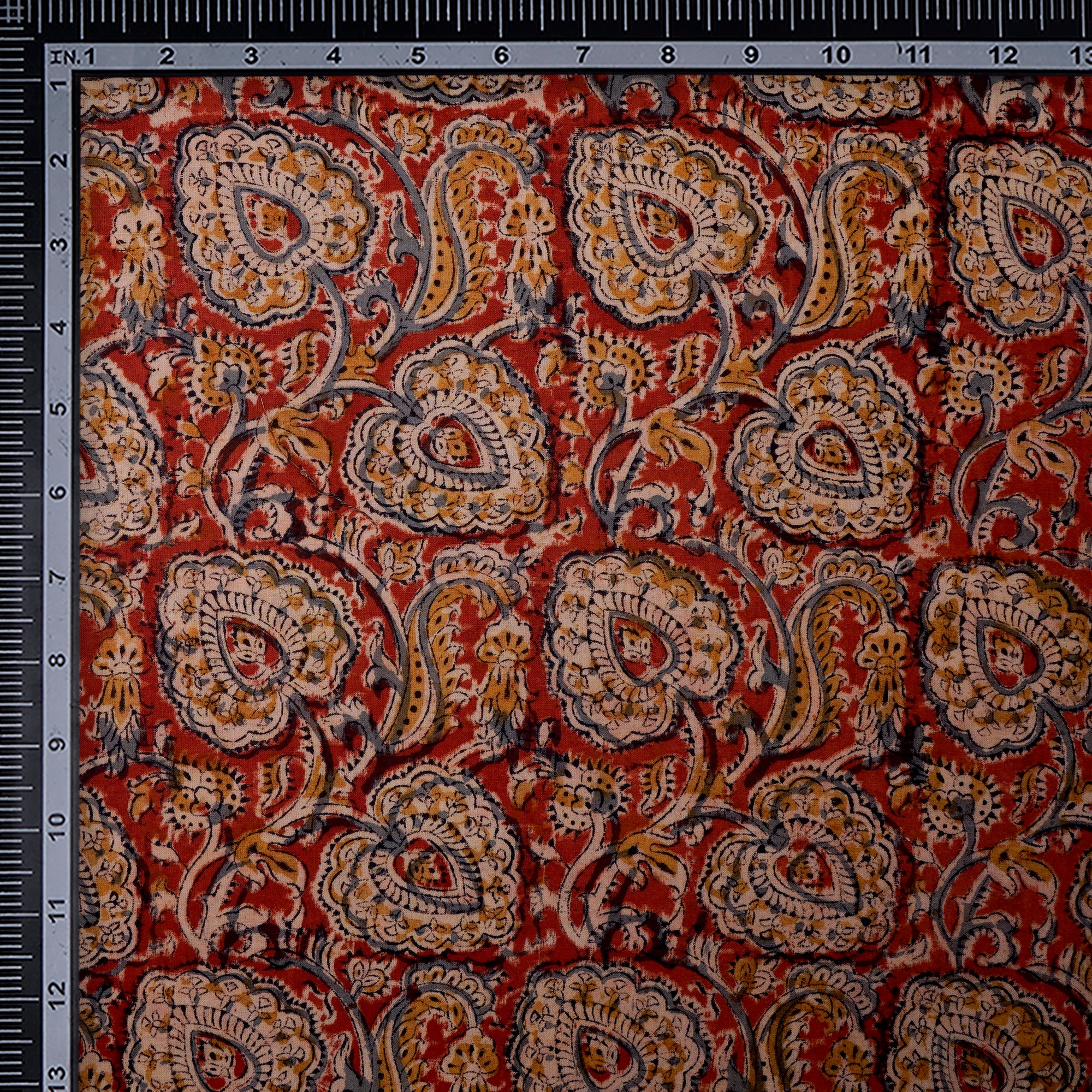 Multi Traditional Pattern Hand Block Kalamkari Printed Cotton Fabric