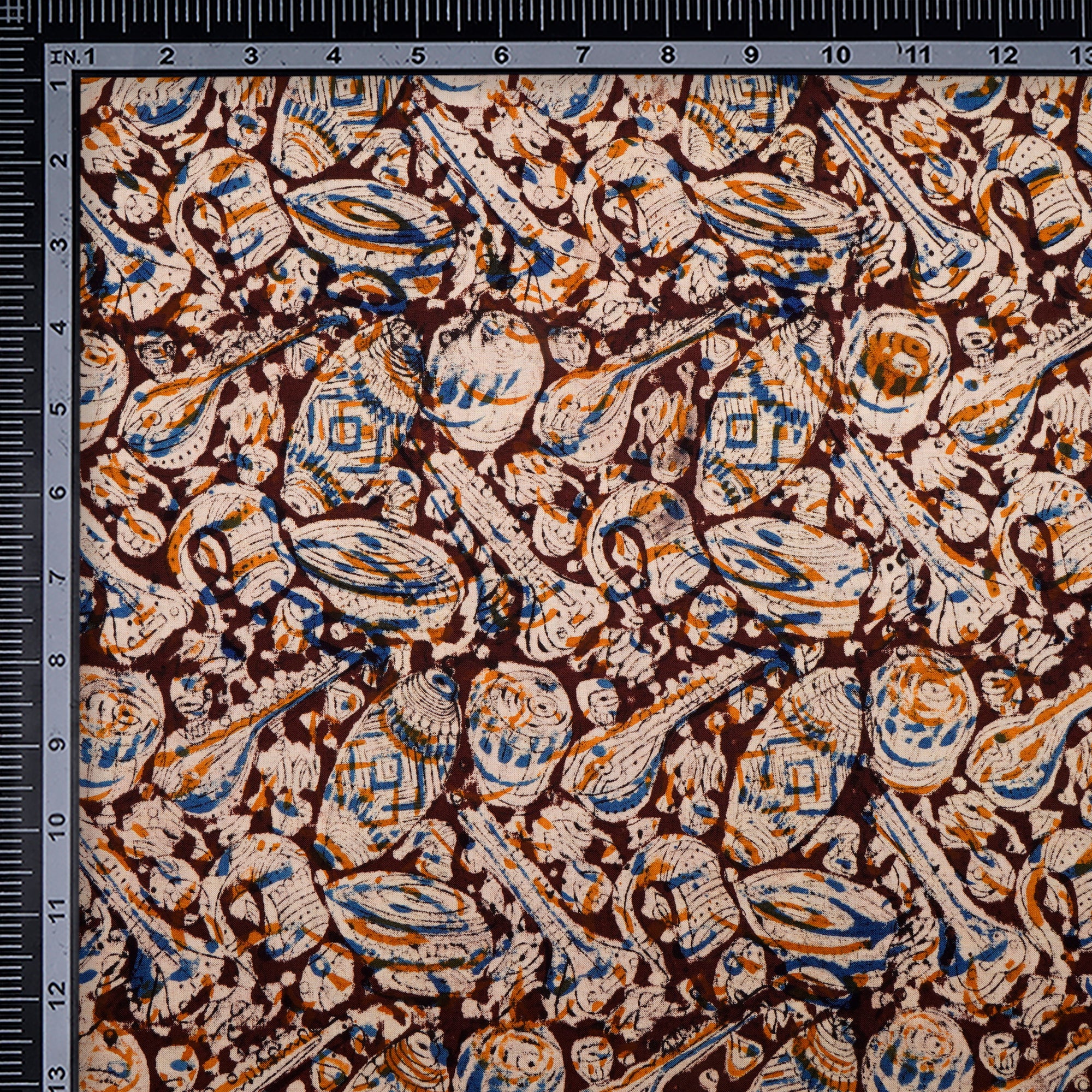 Multi Color Traditional Pattern Hand Block Kalamkari Printed Cotton Fabric