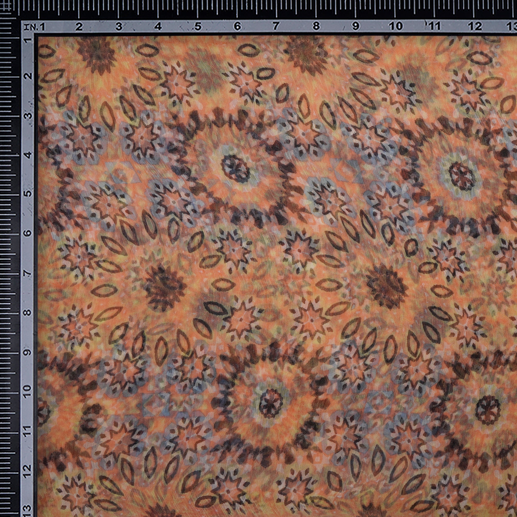 Multi Color Geometric Pattern Screen Printed Viscose Chiffon Fabric