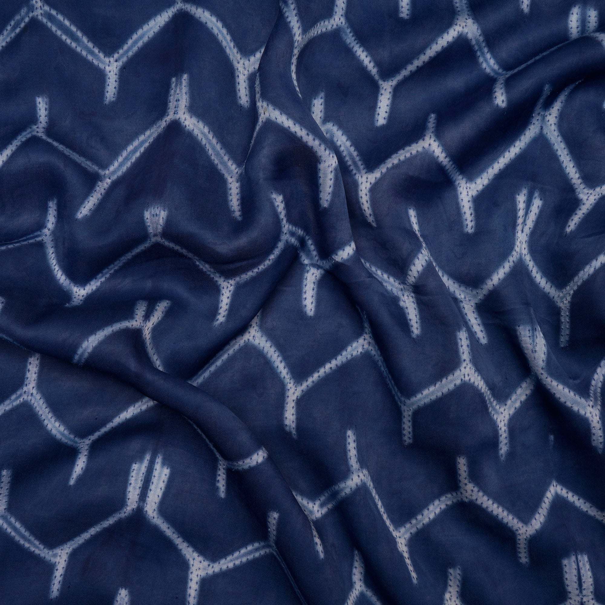 Deep Blue Natural Dye Hand Crafted Shibori Modal Fabric