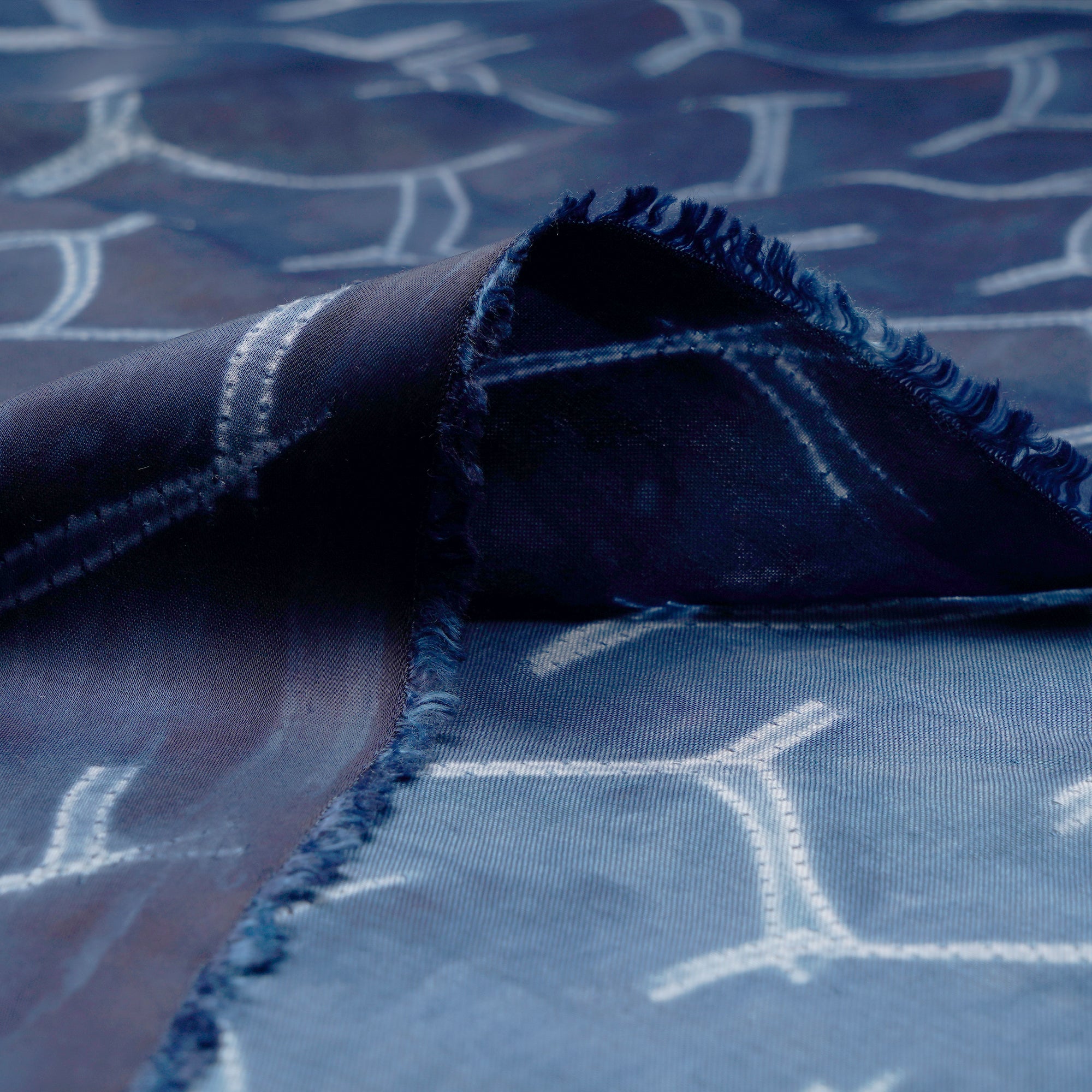 Deep Blue Natural Dye Hand Crafted Shibori Modal Fabric