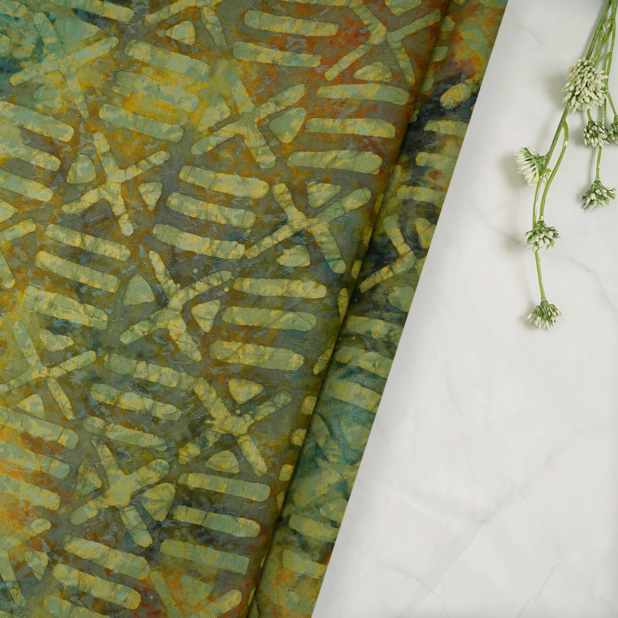 Meadow Butti Batik Pattern Screen Printed Modal Fabric