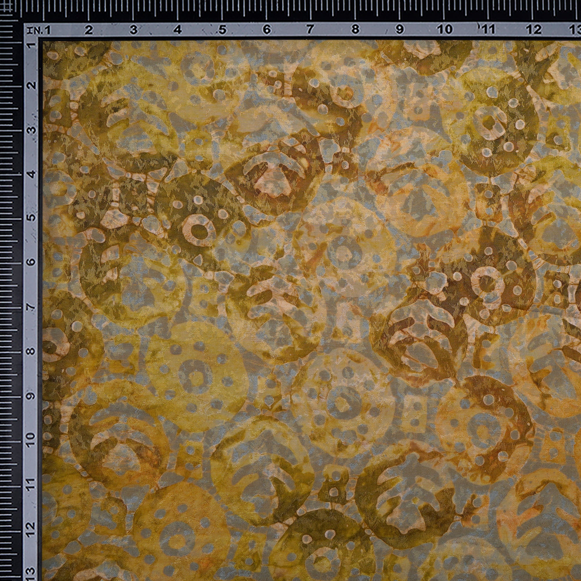 Olive-Grey Butti Batik Pattern Screen Printed Modal Fabric