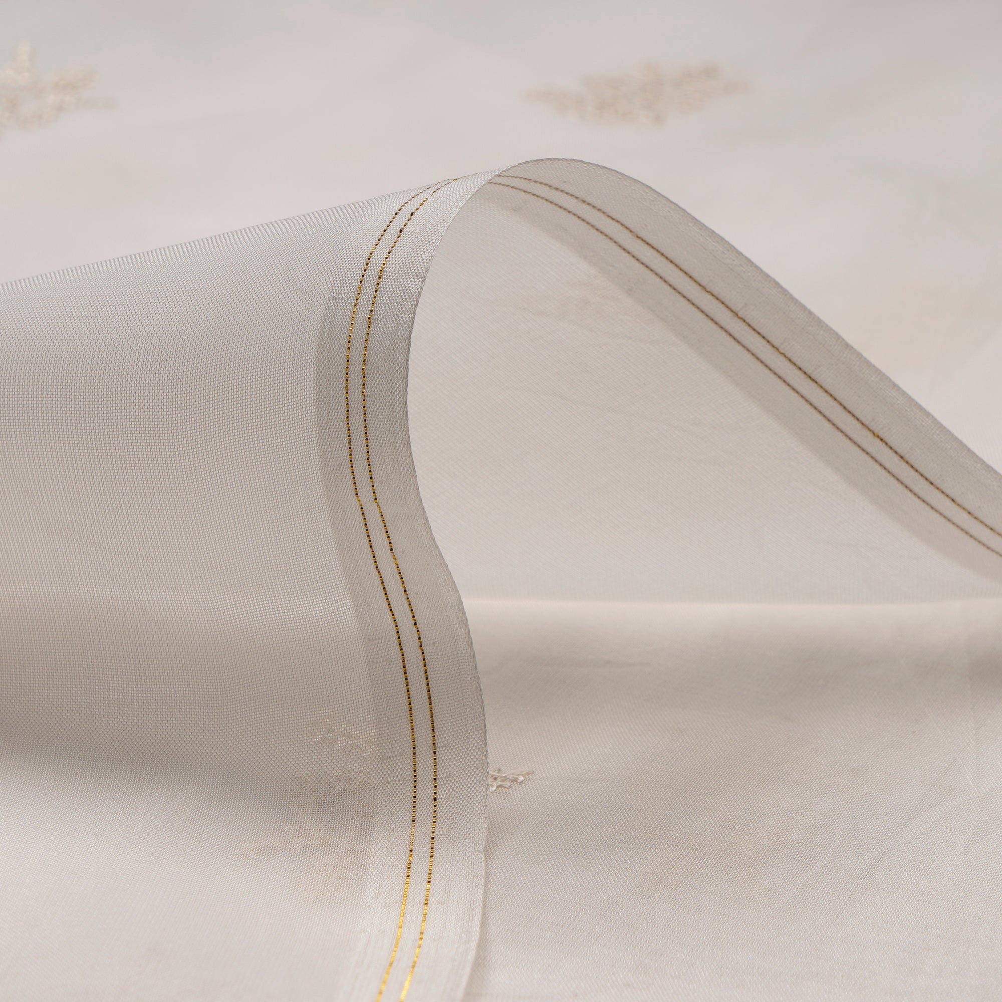 White Dyeable Embroidered Organza Fabric