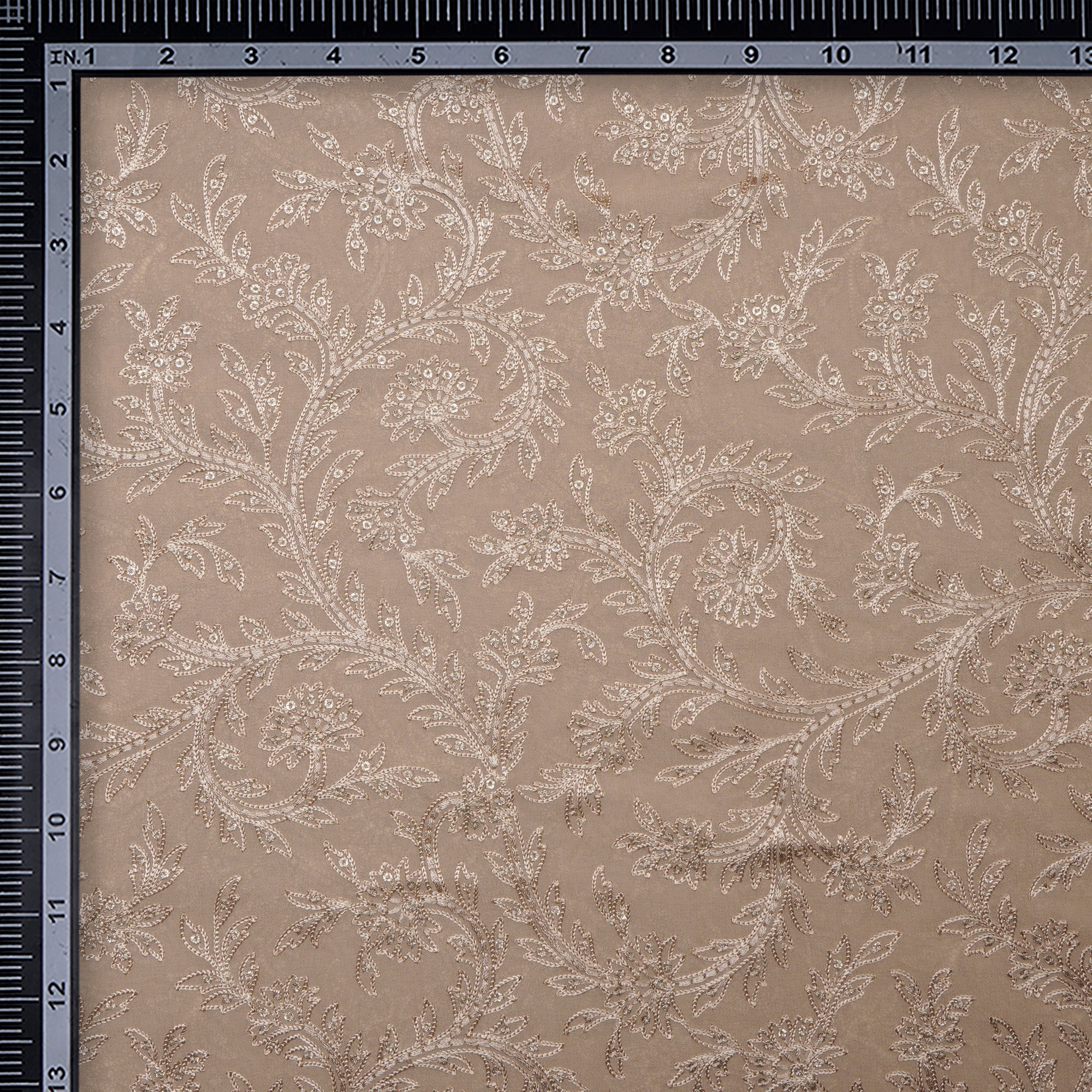 White Swan Thread All Over Embroidered Viscose Organza Fabric