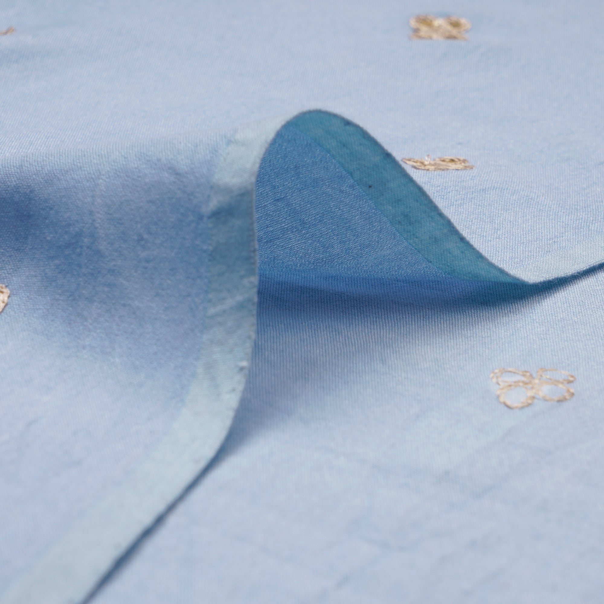 Blue Diamond Pattern Embroidered Viscose Silk Fabric