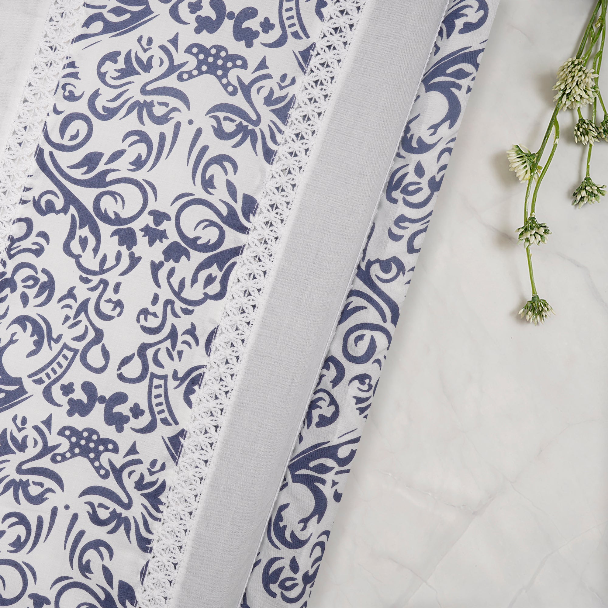 Blue-White Color Cotton Patchwork Embroiderd Cotton Fabric