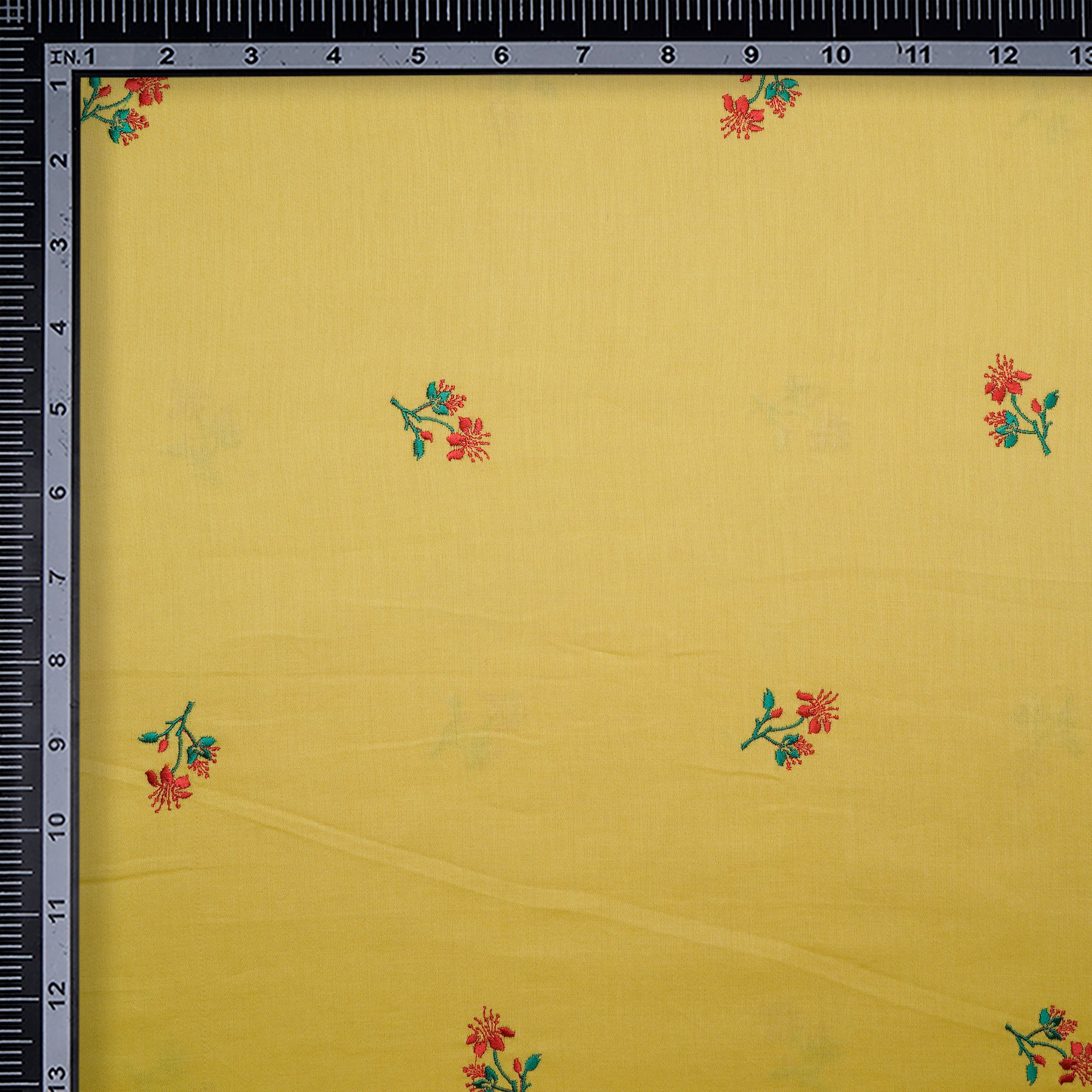 Bamboo Booti Patten Embroidered Cotton Satin Fabric