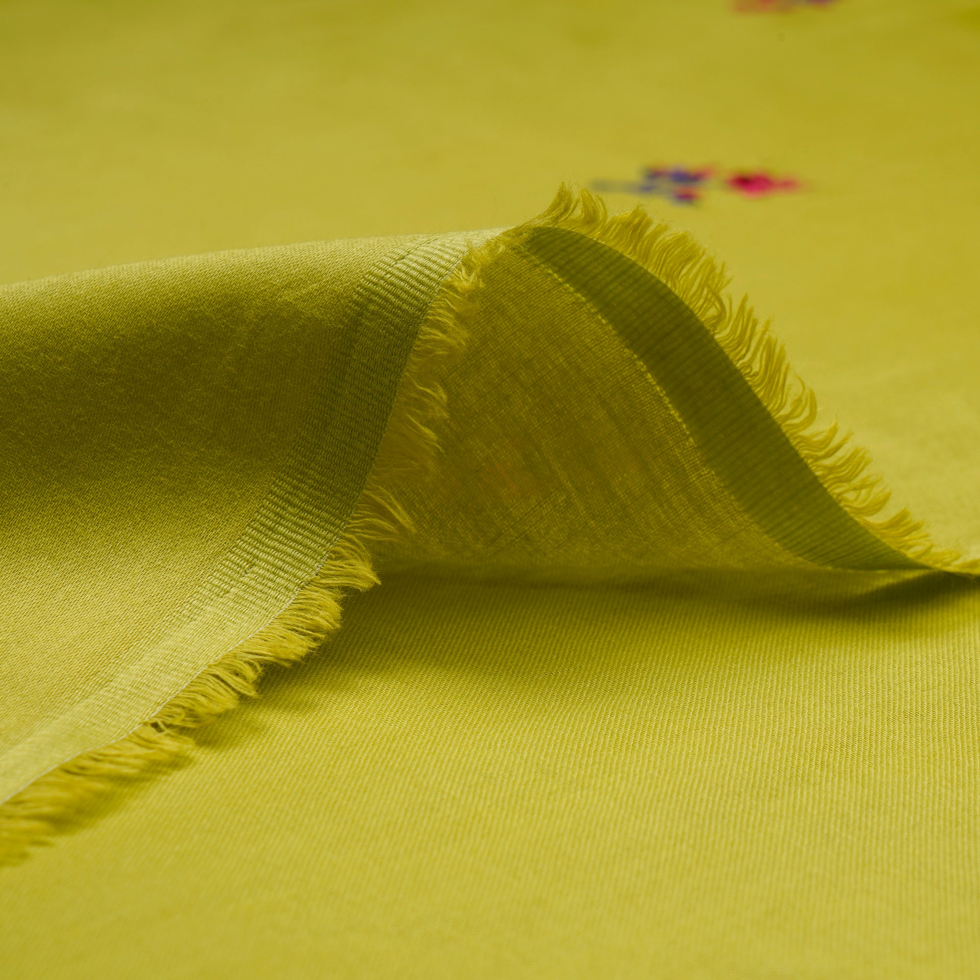 Lime Green Booti Patten Embroidered Cotton Satin Fabric