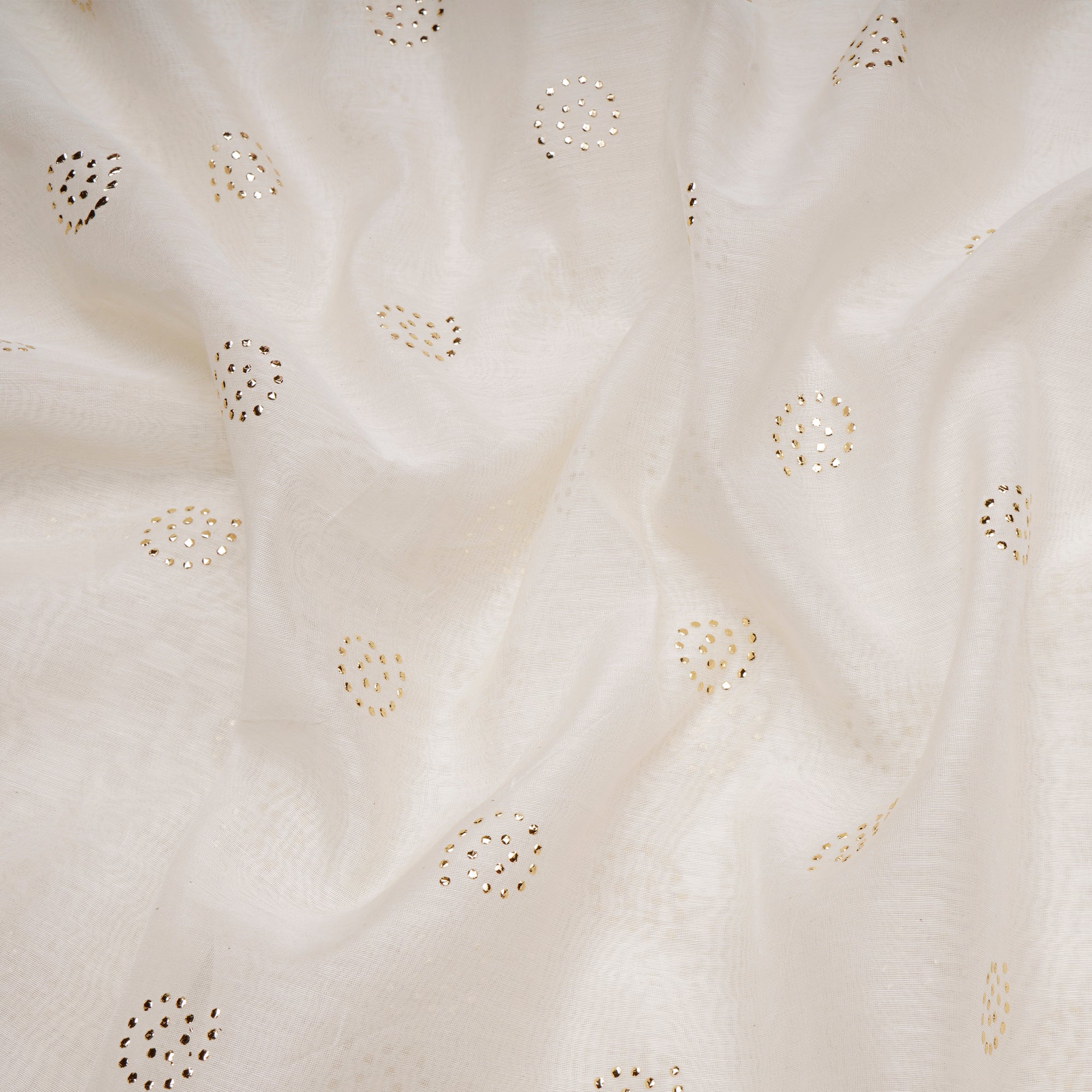 Off White Dyeable Mukaish Look Dewdrops Work Pure Fine Chanderi Fabric