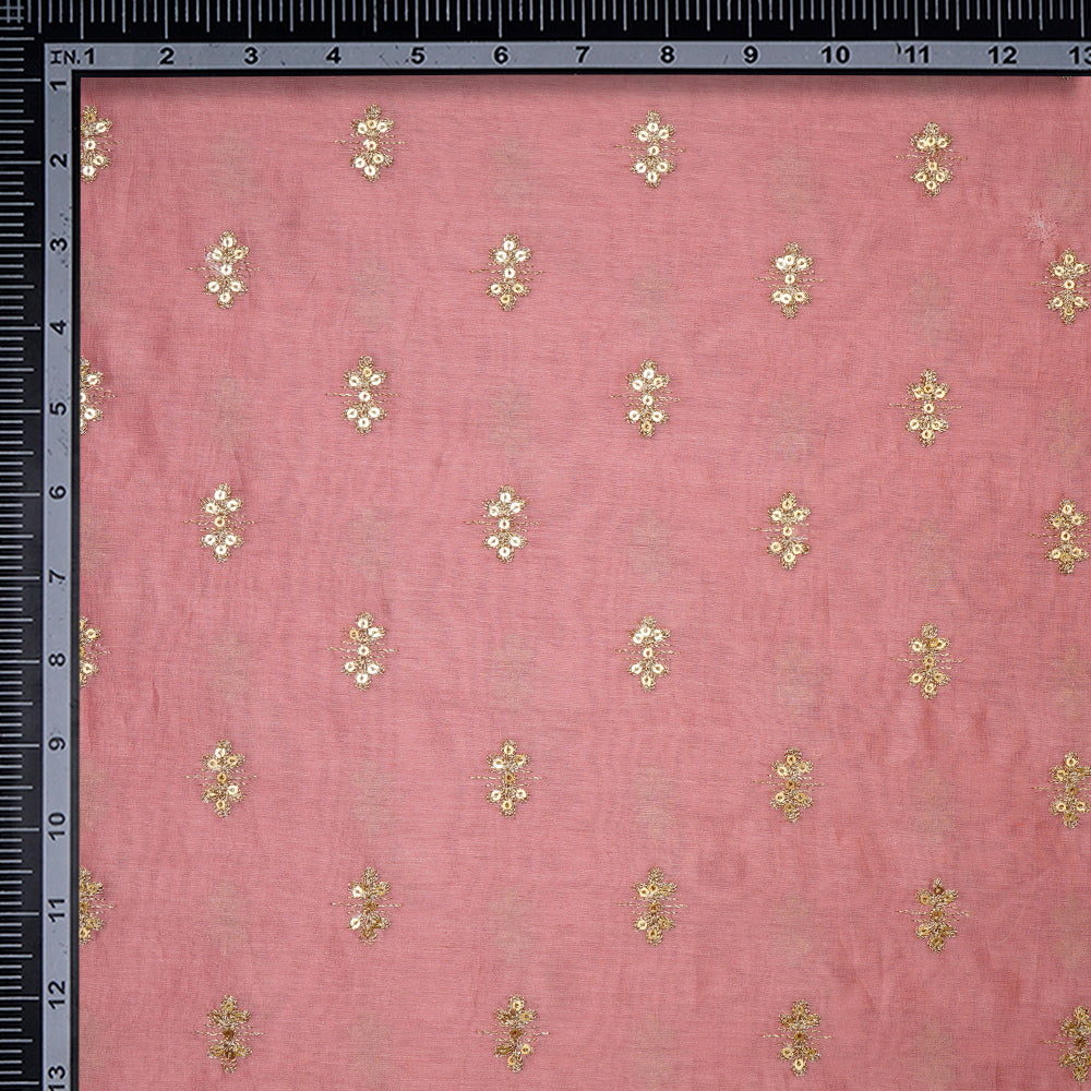 Light Pink Color Embroidered Pure Rapier Chanderi Fabric With Sequins