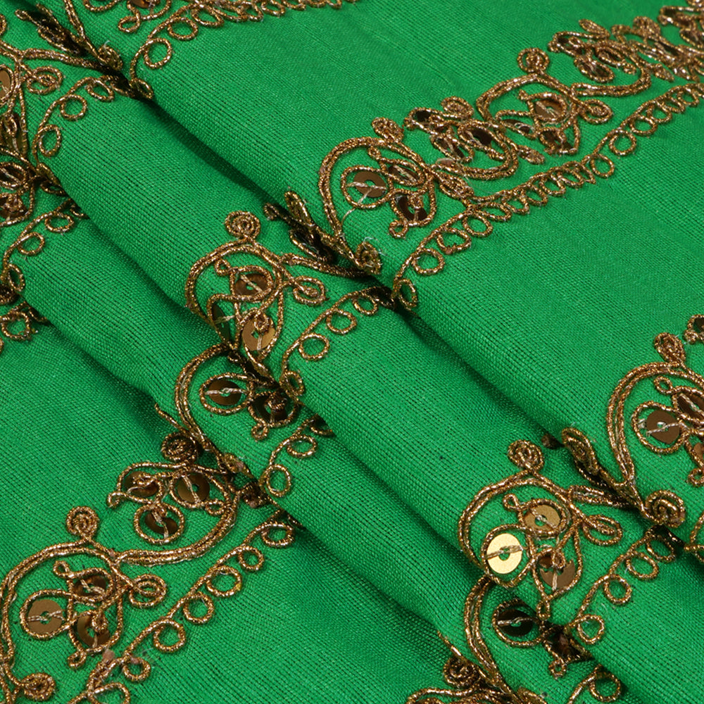 Light Green Color Embroidered Silk Fabric