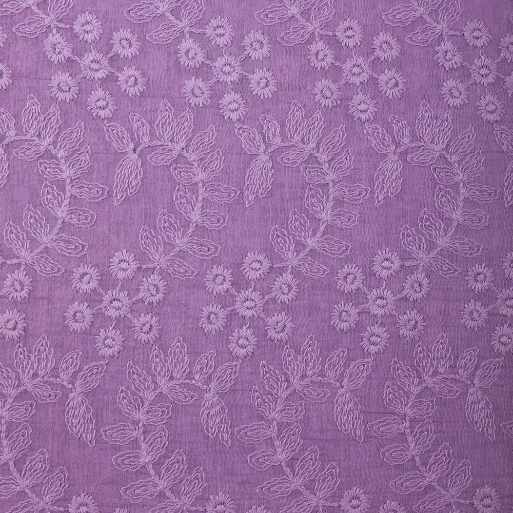 Off-White Color Embroidered Fine Chanderi Fabric