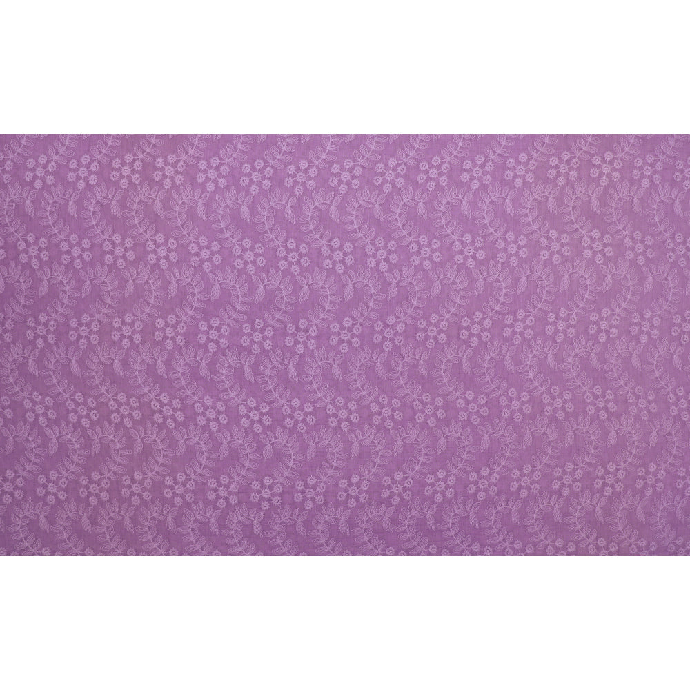 Purple Color Embroidered Fine Chanderi Fabric