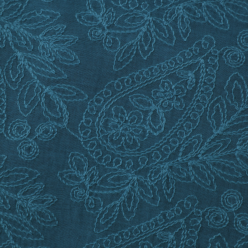 Air Force Blue Color Embroidered Fine Chanderi Fabric
