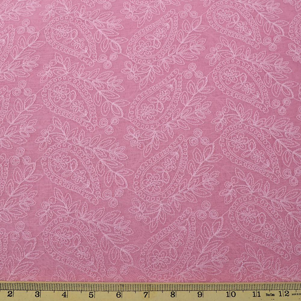 Light Pink Color Embroidered Fine Chanderi Fabric