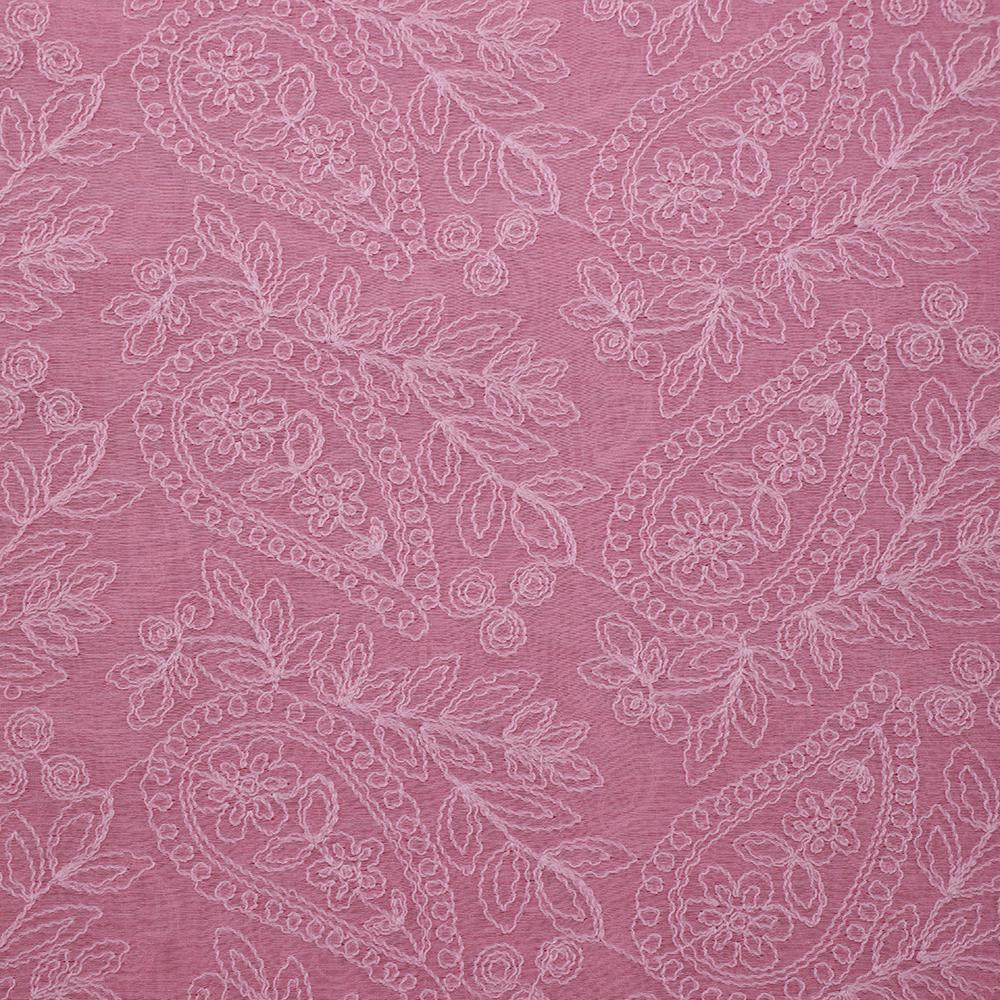 Beige and Cream Color Embroidered Fine Chanderi Fabric