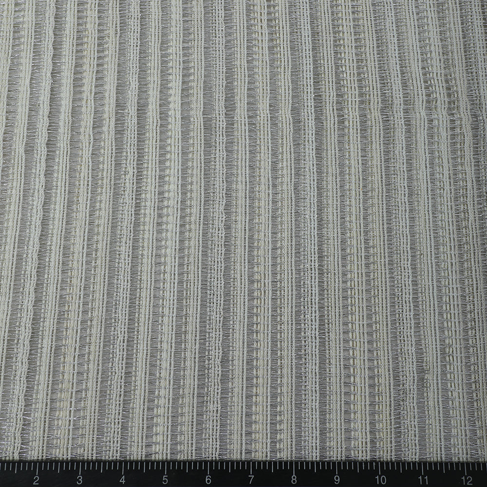 Off White-Silver Color Fancy Nylon Net Fabric
