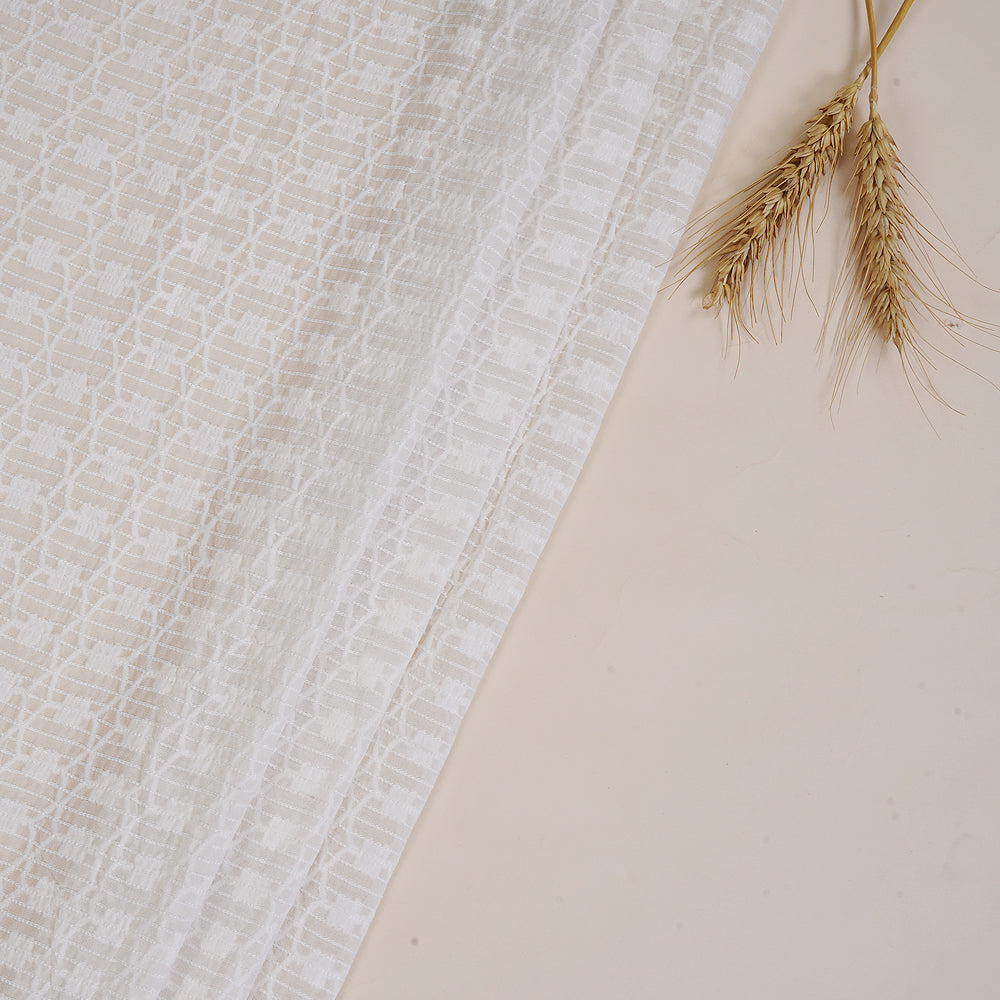 White Color Embroidered Viscose Fabric