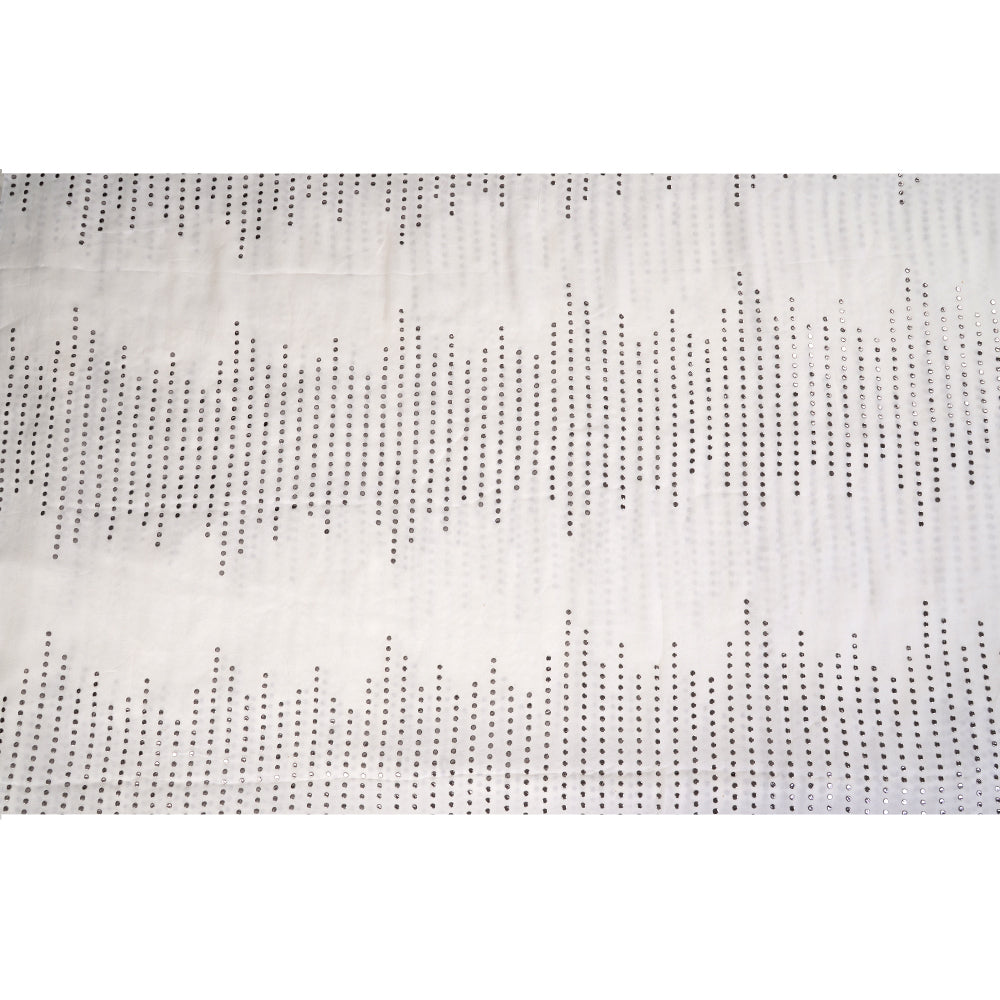 White Color Value Added Metallic Embossed Viscose Fabric