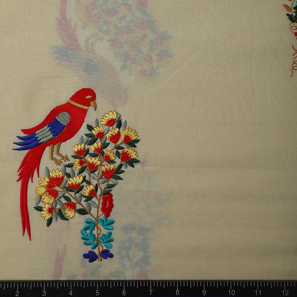 Multi Color Embroidered Cotton Voile Fabric
