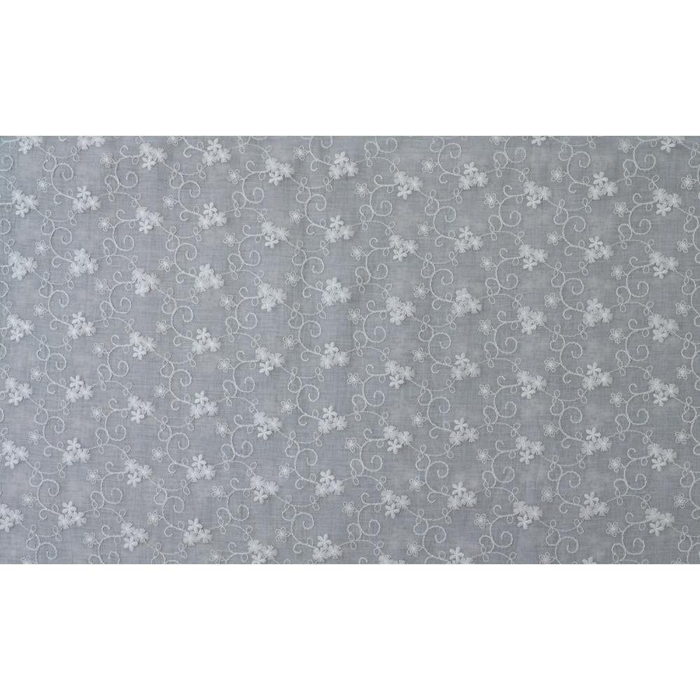 Grey Color Embroidered Fine Chanderi Fabric
