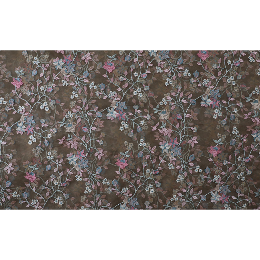 Multi Color Embroidered Organza Fabric