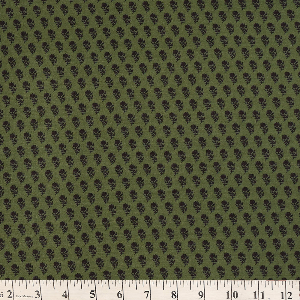 Green Color Digital Printed Muga Georgette Fabric