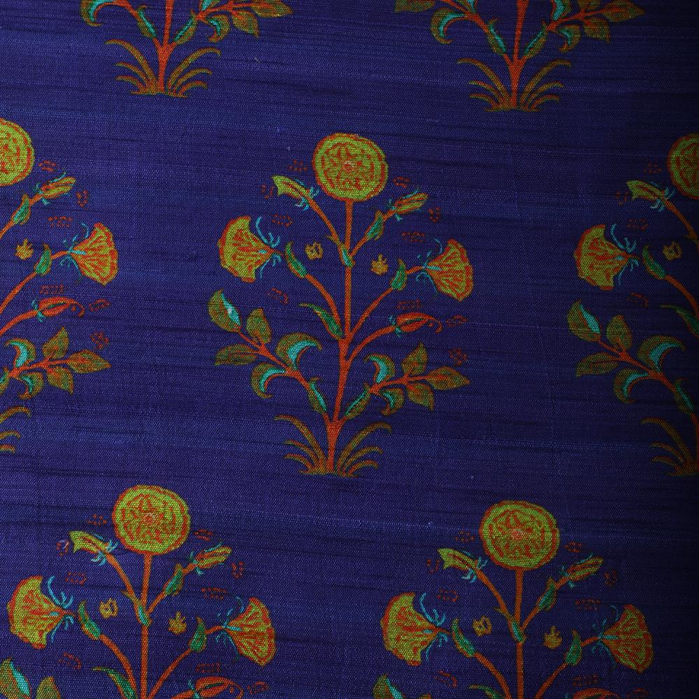 Purple-Orange Color Digital Printed Dupion Silk Fabric