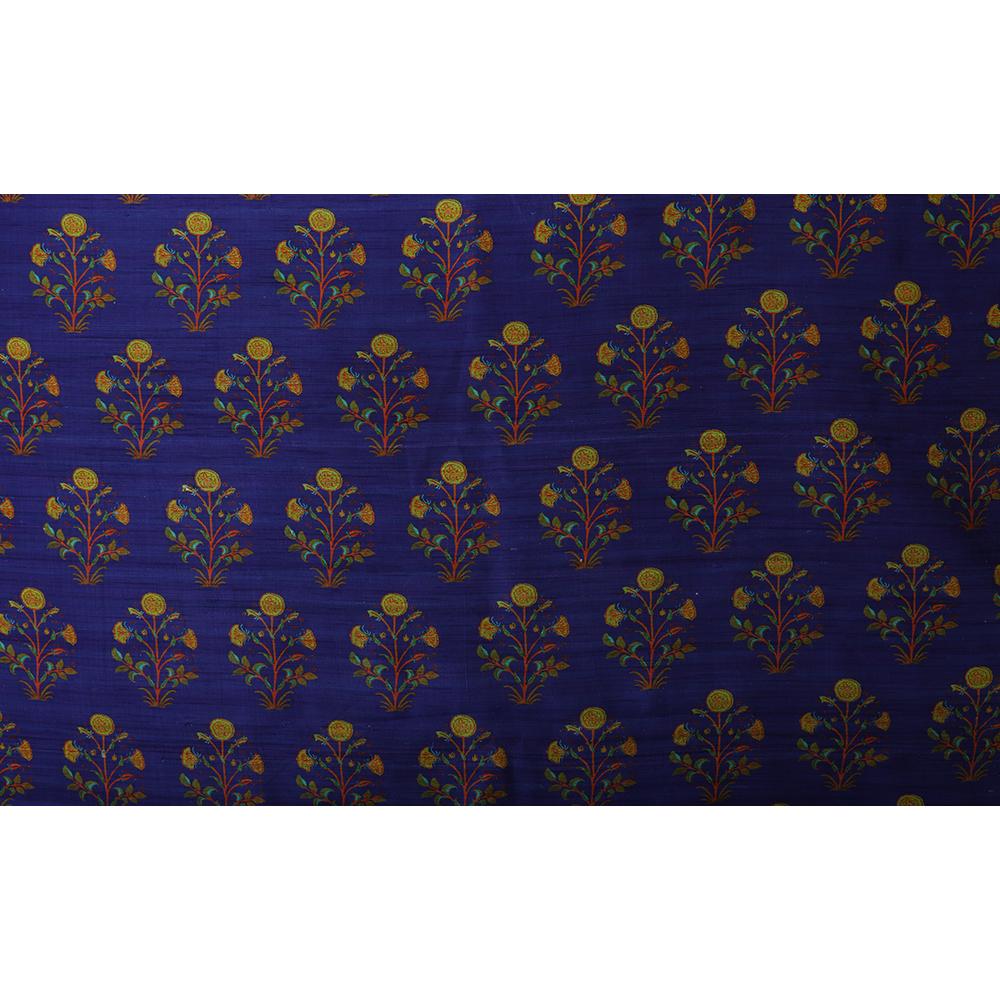 Purple-Orange Color Digital Printed Dupion Silk Fabric