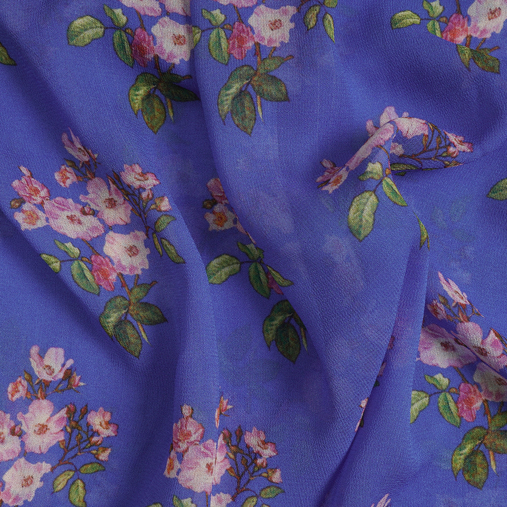 Blue Color Digital Printed Viscose Georgette Fabric