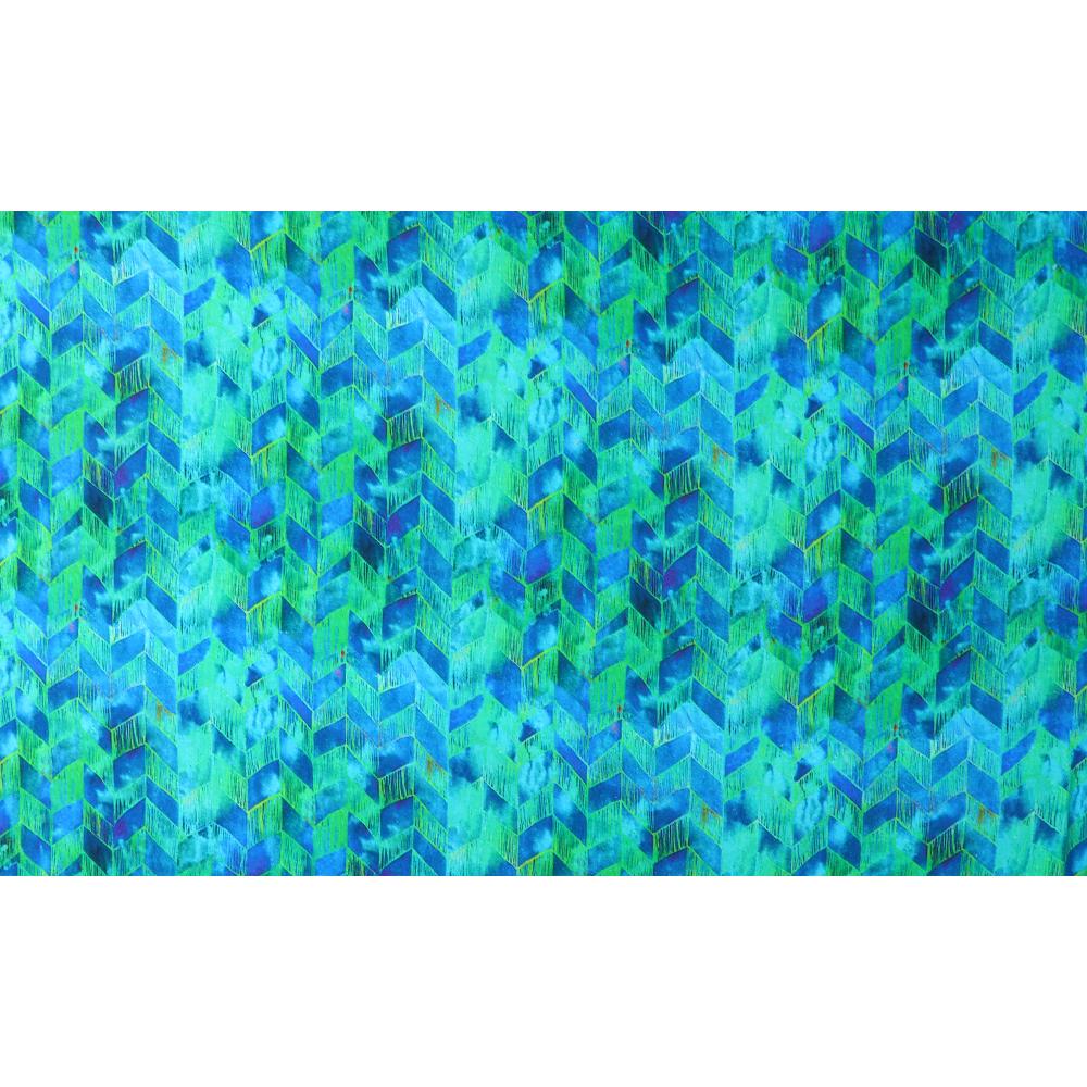 Blue-Green Color Digital Printed Muslin Cotton Fabric
