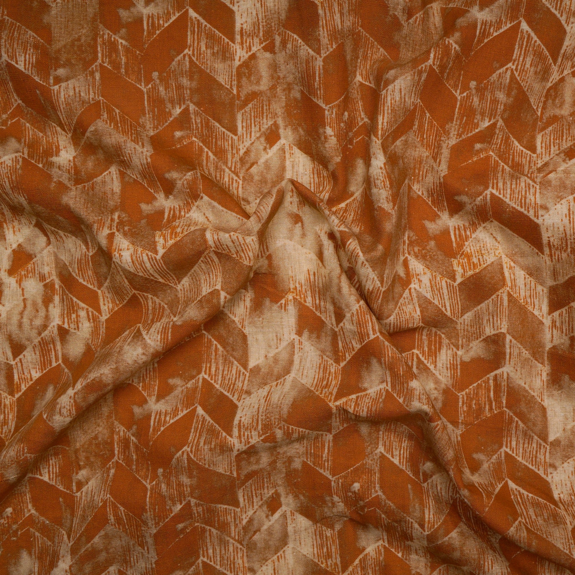 Rust Color Digital Printed Muslin Cotton Fabric
