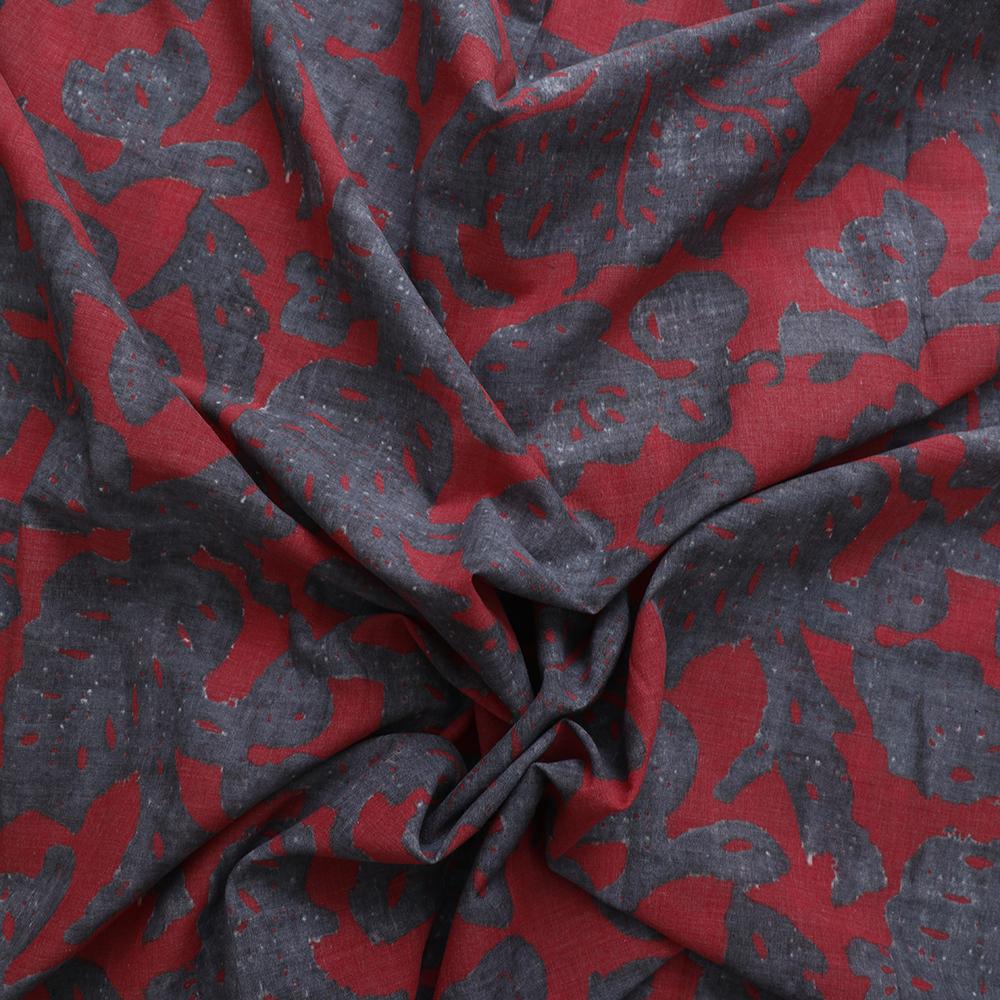 Red-Grey Color Digital Printed High Twisted Poly Voile Fabric