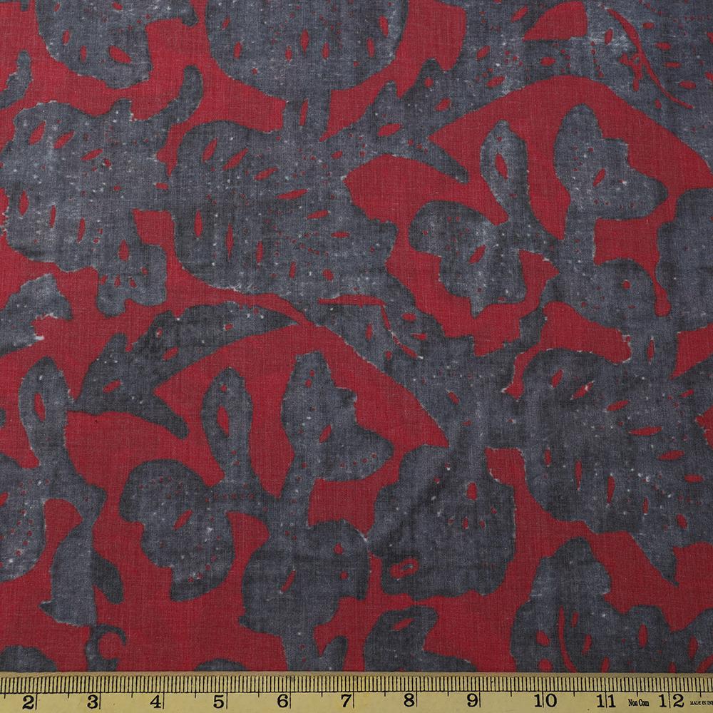 Red-Grey Color Digital Printed High Twisted Poly Voile Fabric