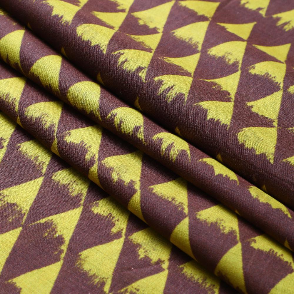 Brown-Yellow Color Digital Printed Tussar Silk Fabric
