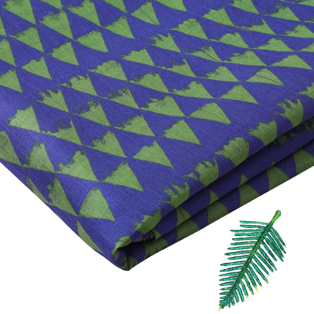 Purple-Lawn Green Color Digital Printed Tussar Silk Fabric