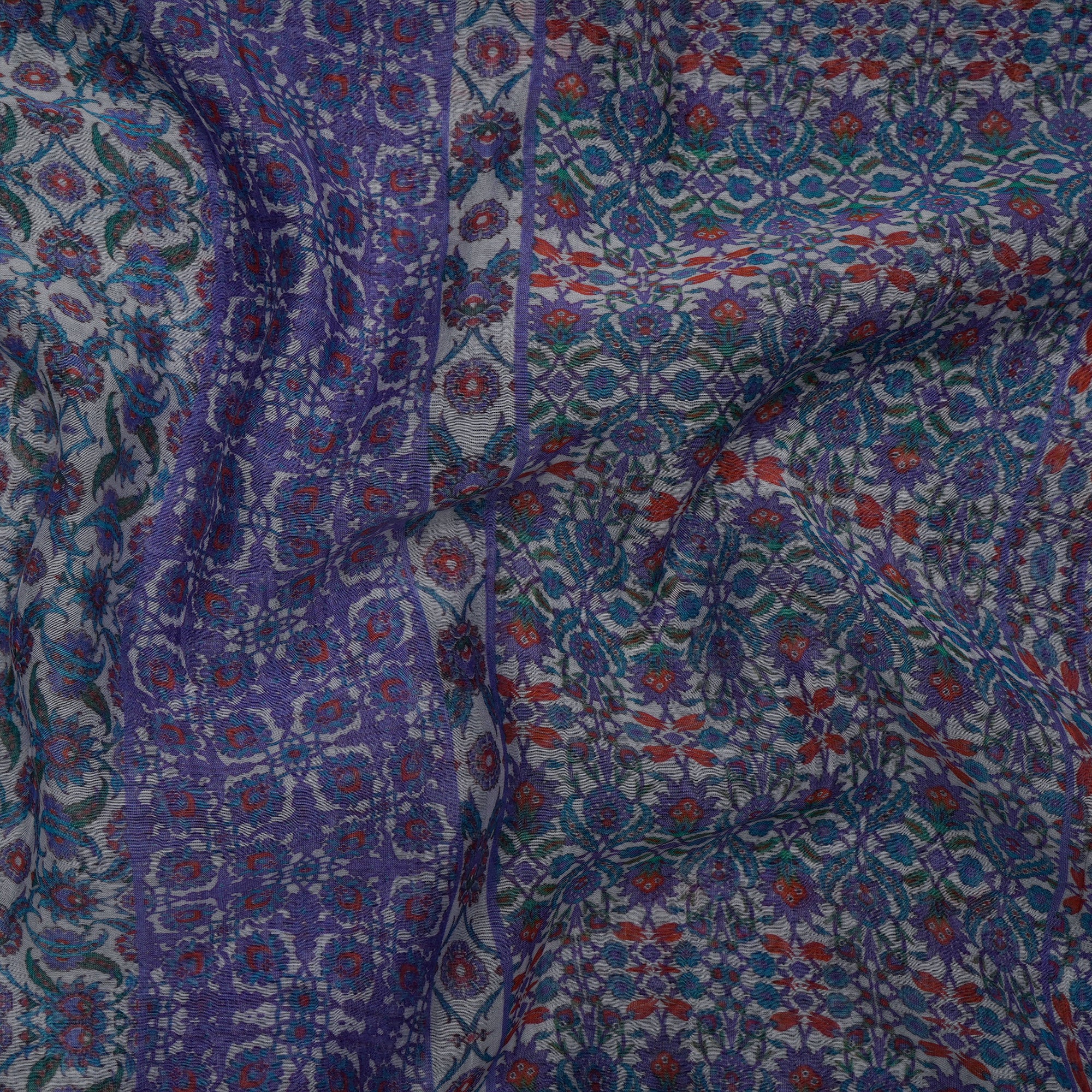Light Purple Color Digital Printed Pure Chanderi Fabric