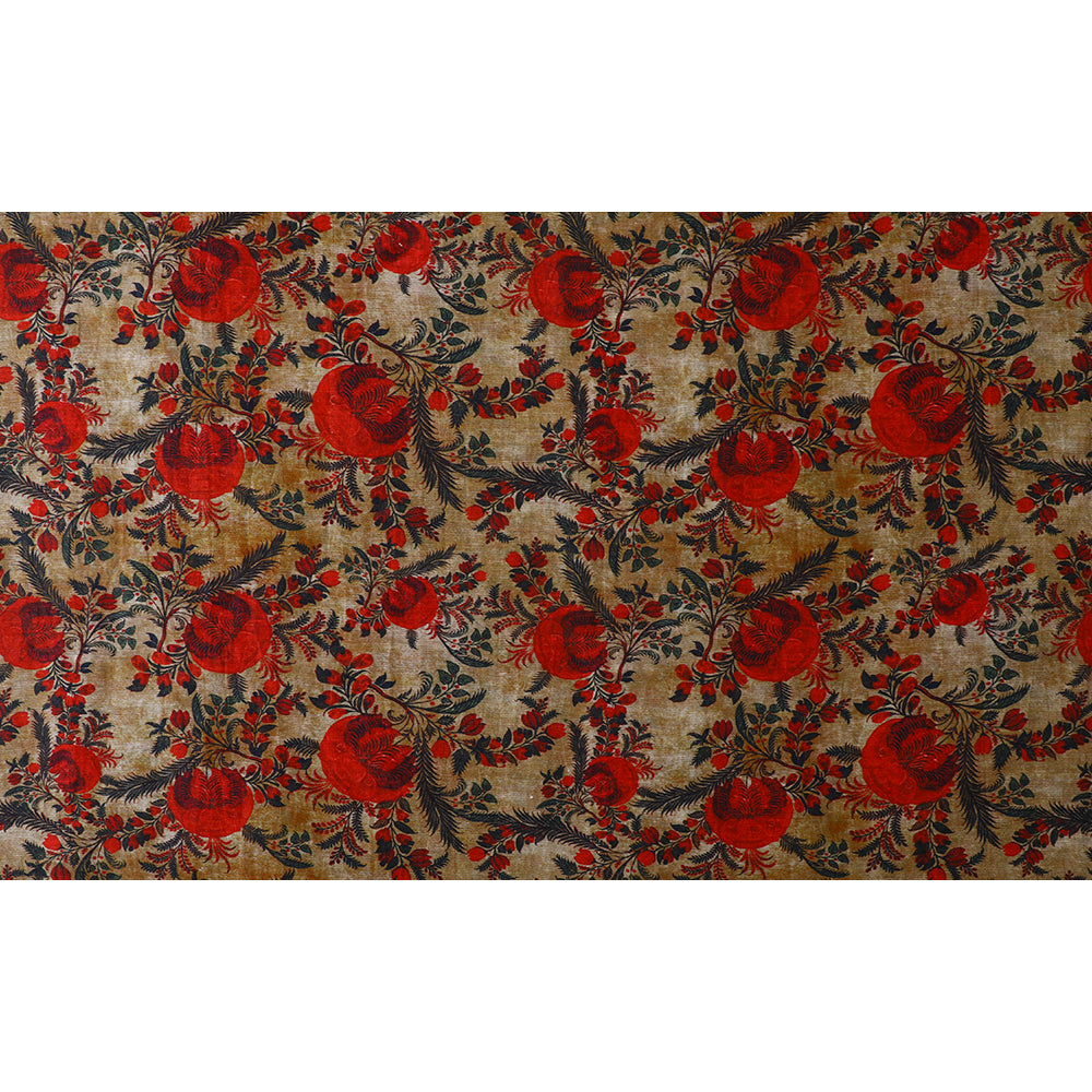 Red-Beige Color Digital Printed Silk Linen Fabric