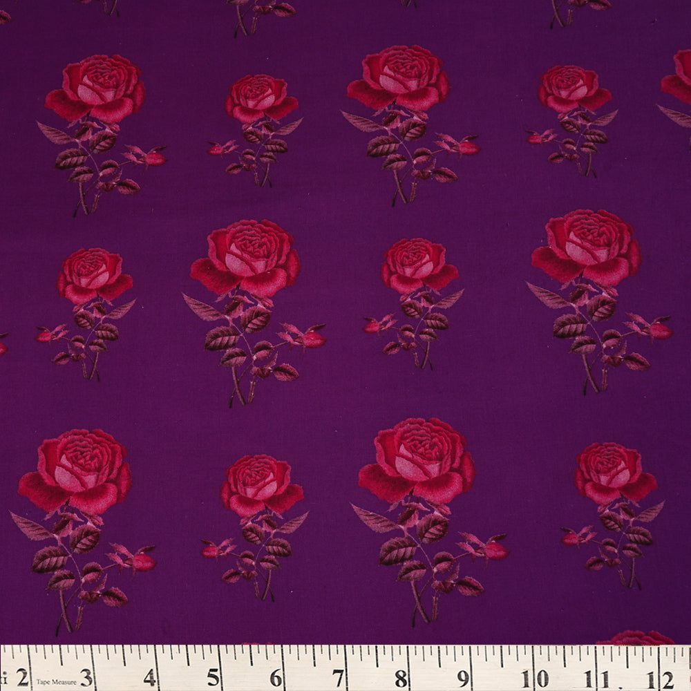 Purple Color Digital Printed Handloom Cotton Fabric